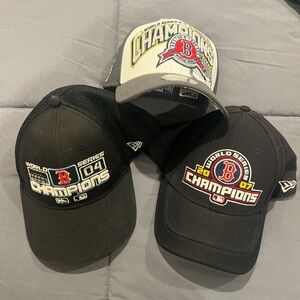 Nearly vintage World Series Champions Red Sox Black and Gray Caps Set